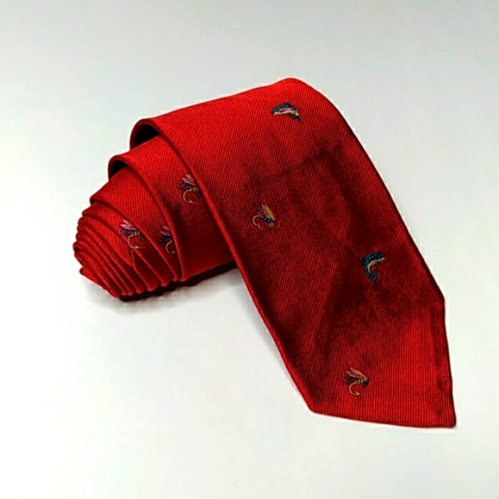 Robert Talbott Hand Sewn Vintage Fly Fishing Neck Tie Made